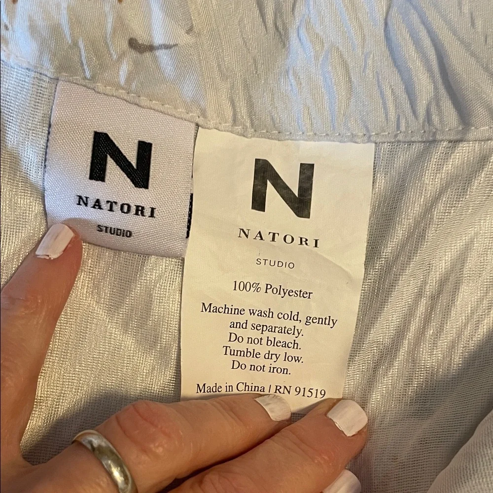 Natori Studio Textured Gray and White Floral Shower Curtain